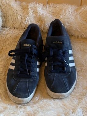 Adidas Skate-style Shoes; Navy Blue with White Stripes; Size 8